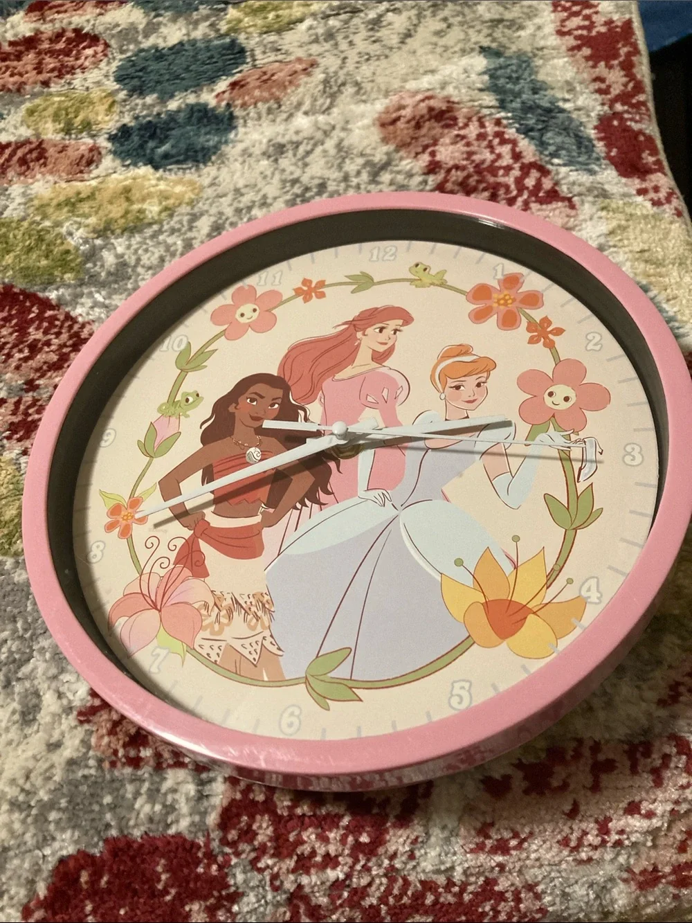 Disney Pink Princess Floral Wall Clock